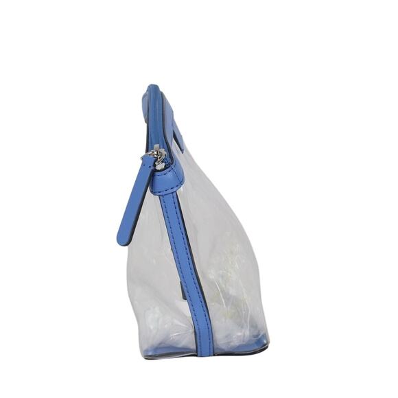 Kate Spade Sabine Medium Cosmetic Pouch in Clear PVC With Blue Trim - Picture 3 of 6